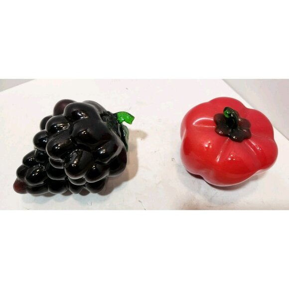 MCM Glass Purple Grapes & Red Bell Pepper Decorations Fruits Vegetables Food - Picture 2 of 16